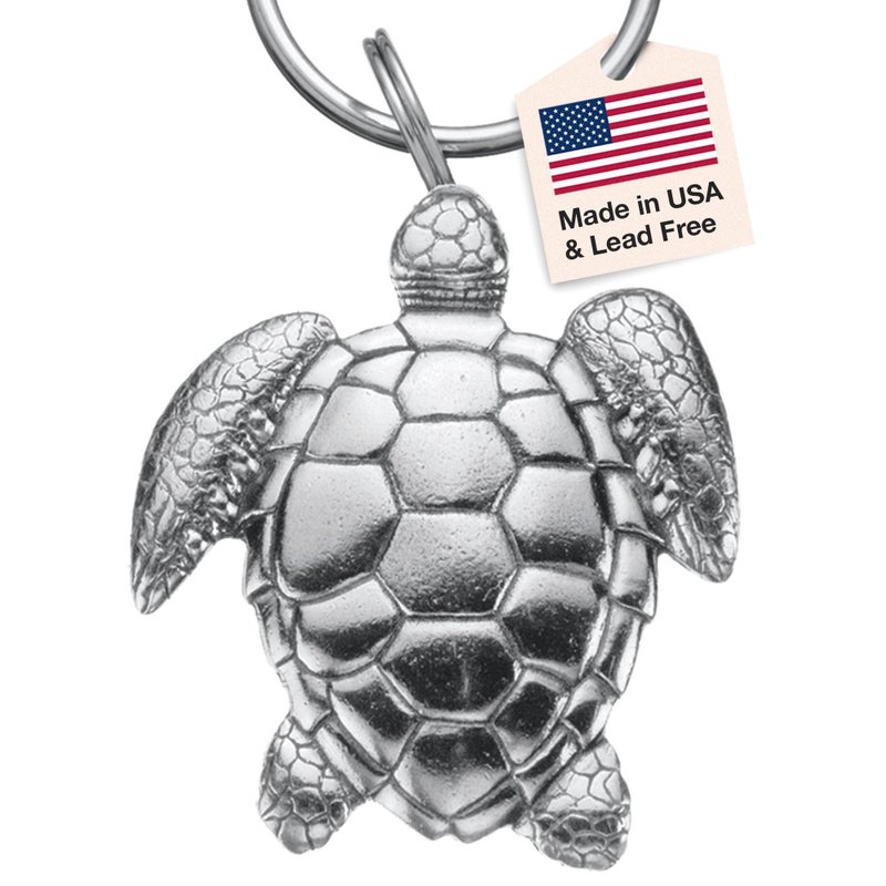 DANFORTH â€“ Sea Turtle Keychain, Handcrafted Pewter Beach Keychain â€“ 2â€, Made In USA - Image 1